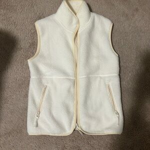 White Fleece Zip-Up Vest